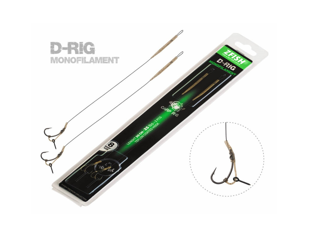 Hooks gemonteerd Zfish Monofilament D-Rig