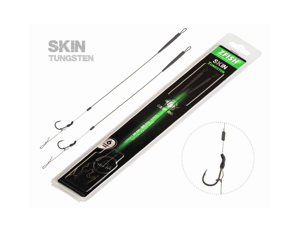 Hooks gemonteerd Zfish Huid Wolfraam Rig