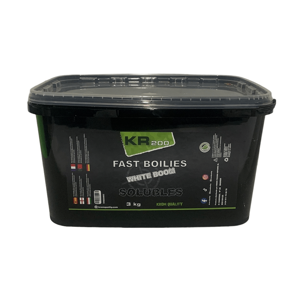 Boilies Solubles Krom Quality KR200 White Boom 20 mm 3KG - Tienda Carpfishing