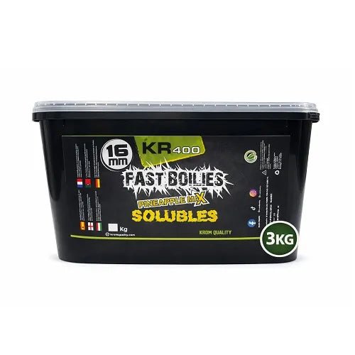 Boilies Solubles Krom Quality KR400 Pineapple Max 16 mm 3KG - Tienda Carpfishing
