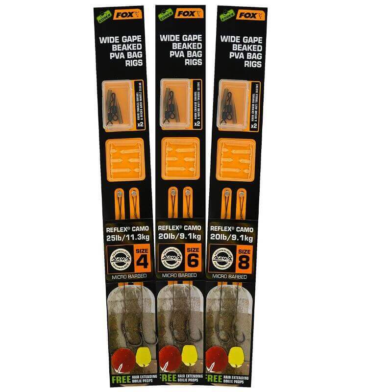 anzuelos montados fox wide gape beaked pva