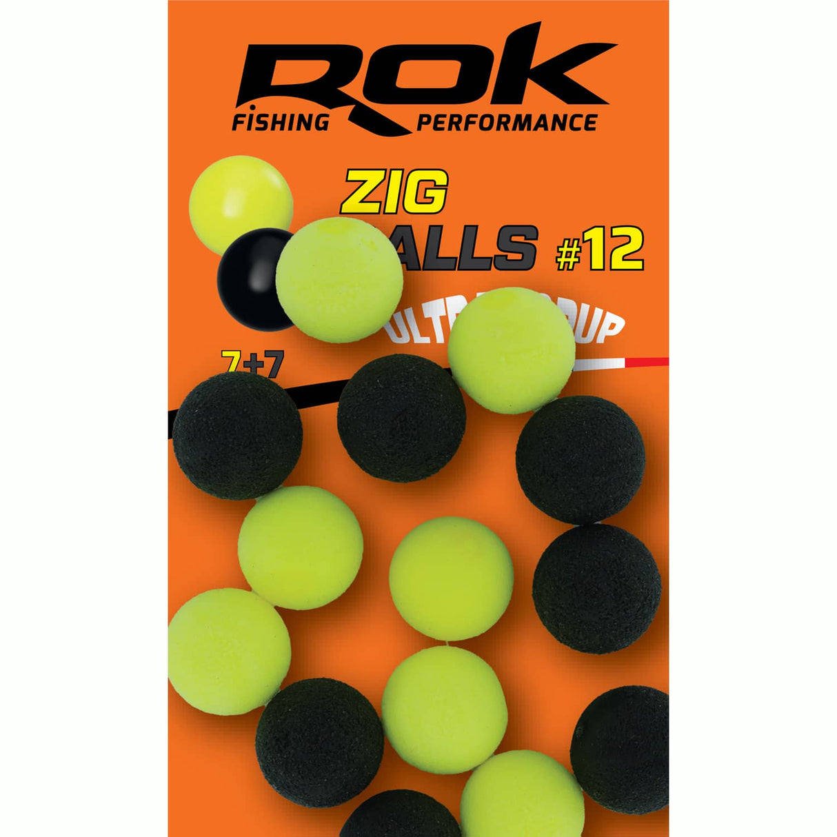 Drijvende boilie Rok Fishing Zig Ball Geel/Zwart 12