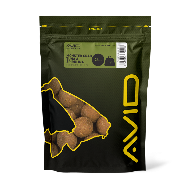 Boilies Avid Carp Premium Monster Crab Tonijn & Spirulina 24 mm