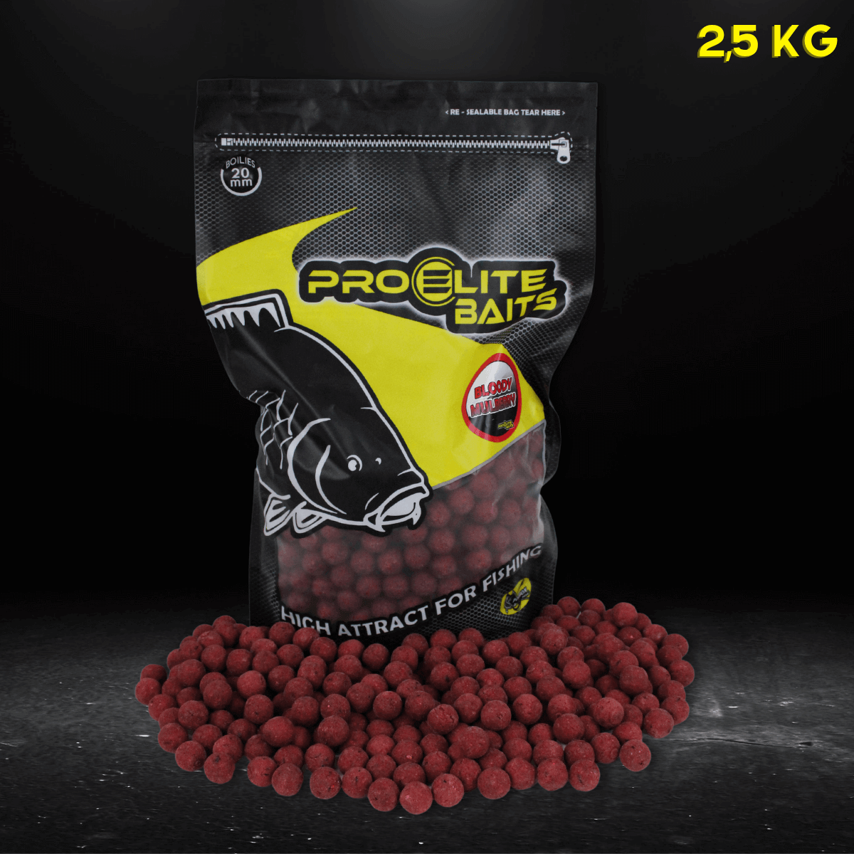 Boilies Pro Elite Baits Bloody Mulberry 20 mm 2,5 kg