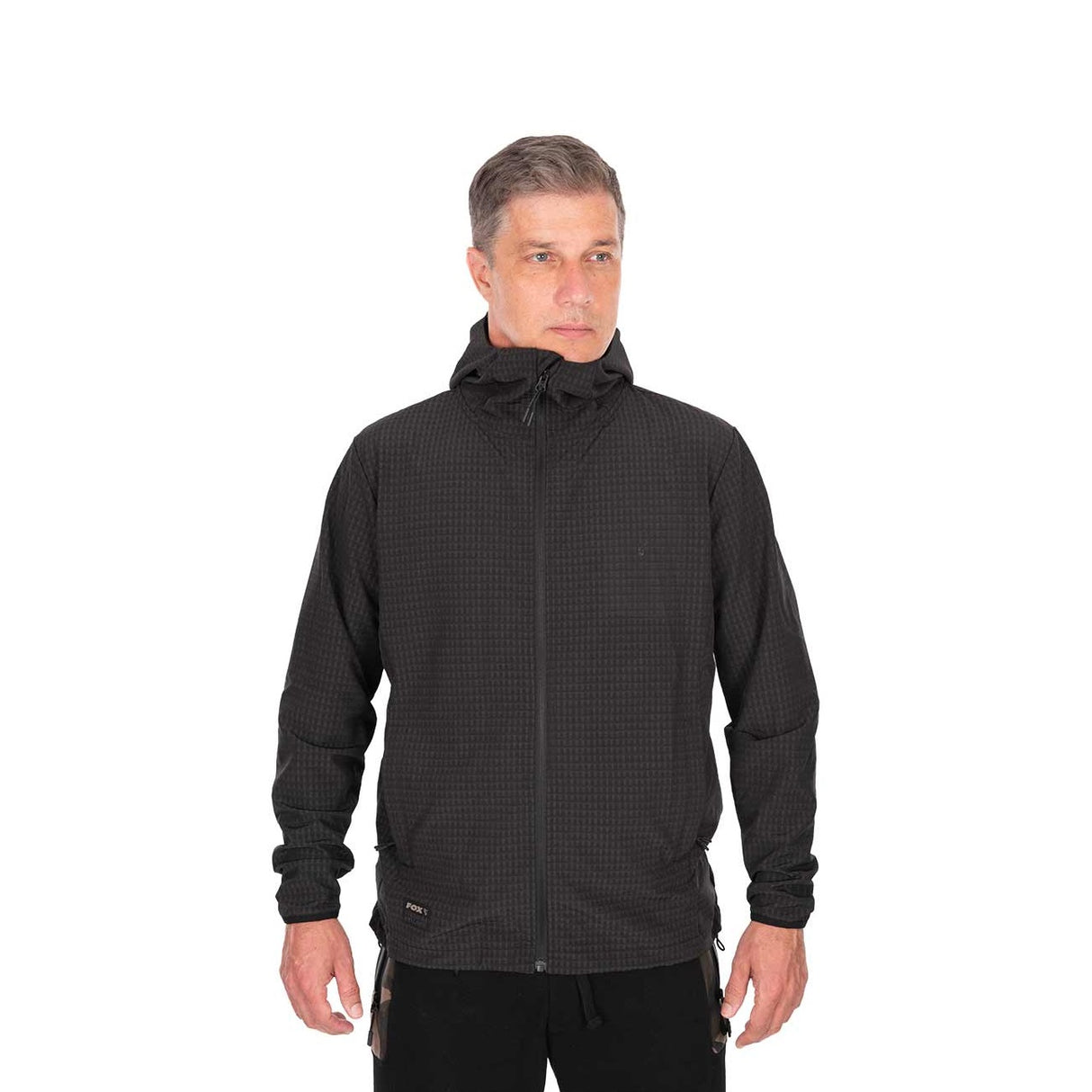 Jas Fox Premium Mid Layer Zwart met capuchon