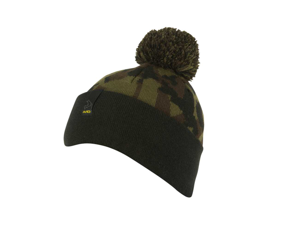 Gorro Avid Carp Camo y Negro con bola - Tienda Carpfishing