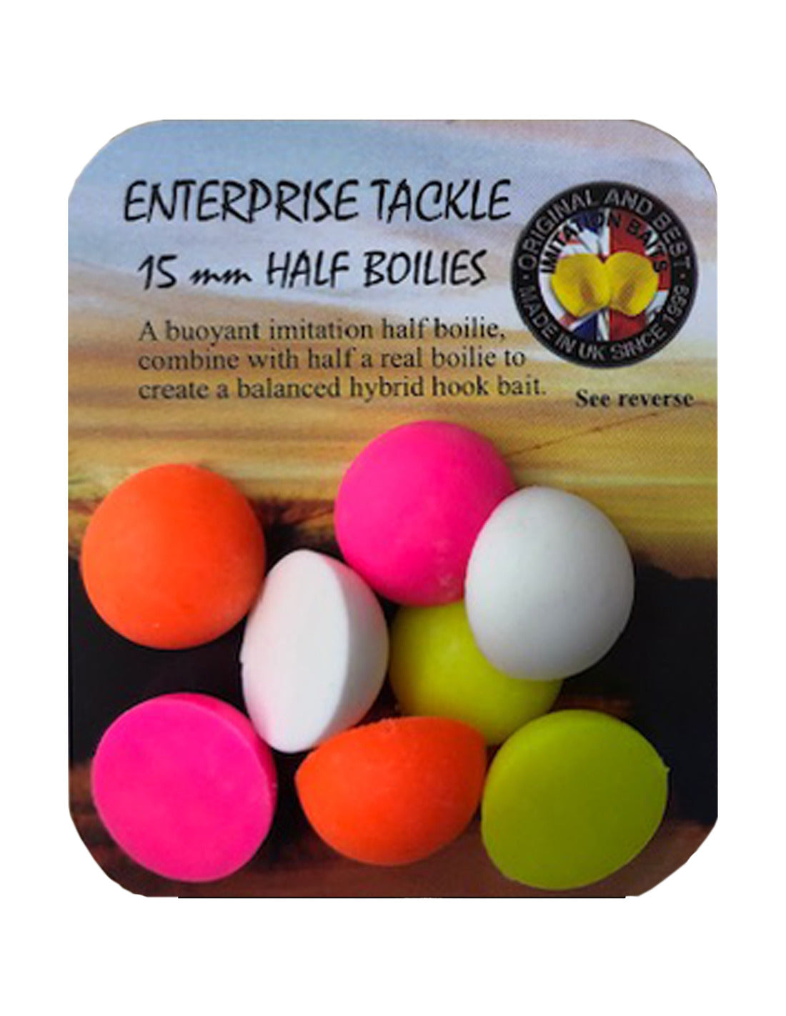 Half Boilies Enterprise Wit en gemengde kleuren Fluor 15 mm
