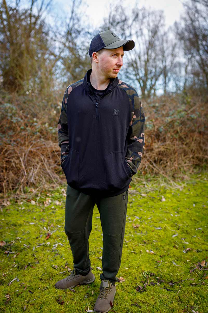 Sudadera Fox LW Negro y Camo con cremallera - Tienda Carpfishing