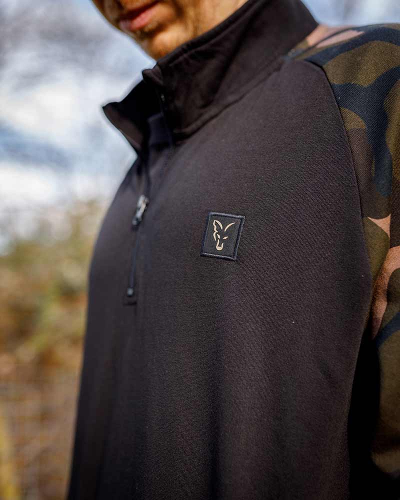Sudadera Fox LW Negro y Camo con cremallera - Tienda Carpfishing