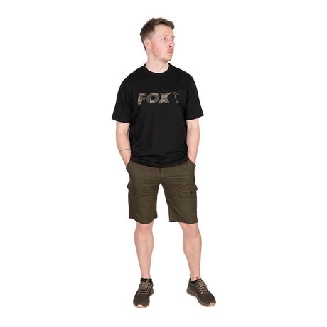 Camiseta Fox Logo T Negro/Camo - Tienda Carpfishing