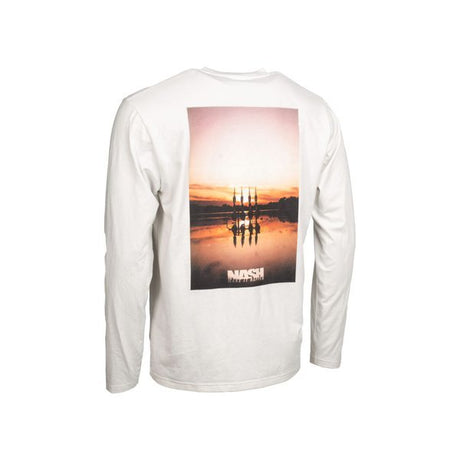 Camiseta Nash Make It Happen Sunset Blanca manga larga - Tienda Carpfishing