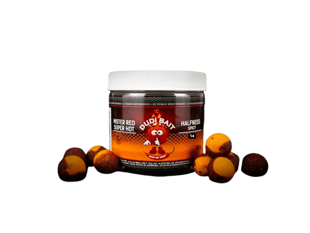 Halfness Dudi Bait Mister Red Super Hot Spicy Fish 14 mm - Tienda Carpfishing