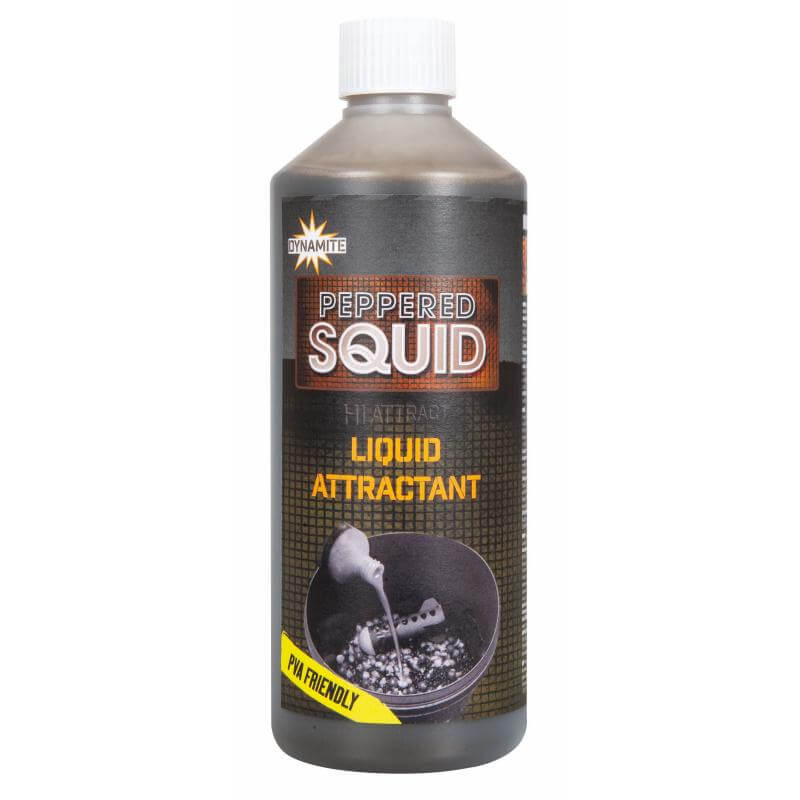 Líquido Dynamite Baits Peppered Squid 500 ml - Tienda Carpfishing