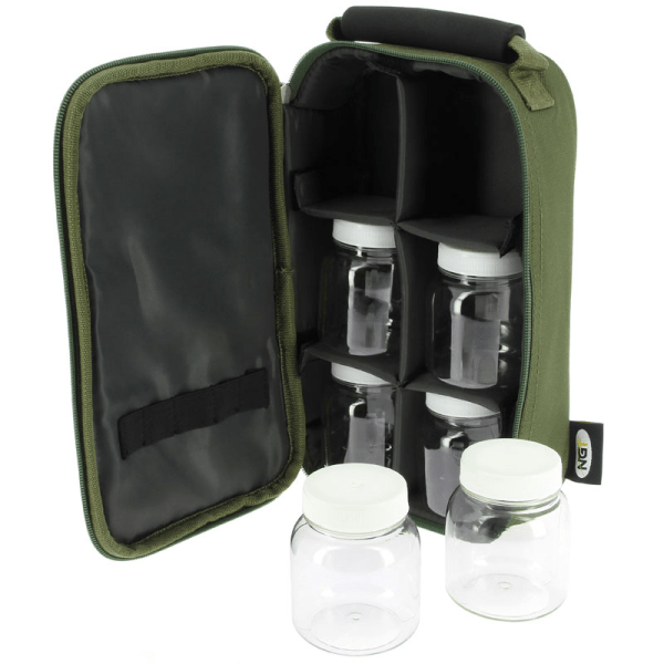 Macuto con 6 botes para cebos NGT - Tienda Carpfishing