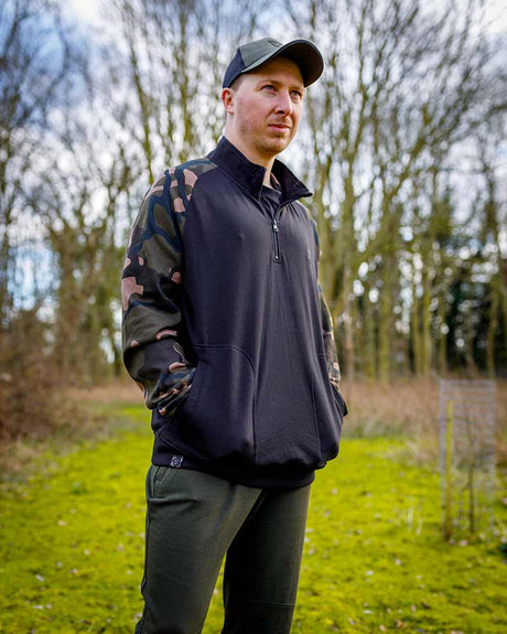 Sudadera Fox LW Negro y Camo con cremallera - Tienda Carpfishing