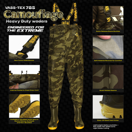Vadeador Vass Tex 785 E Series Chest Camo - Tienda Carpfishing