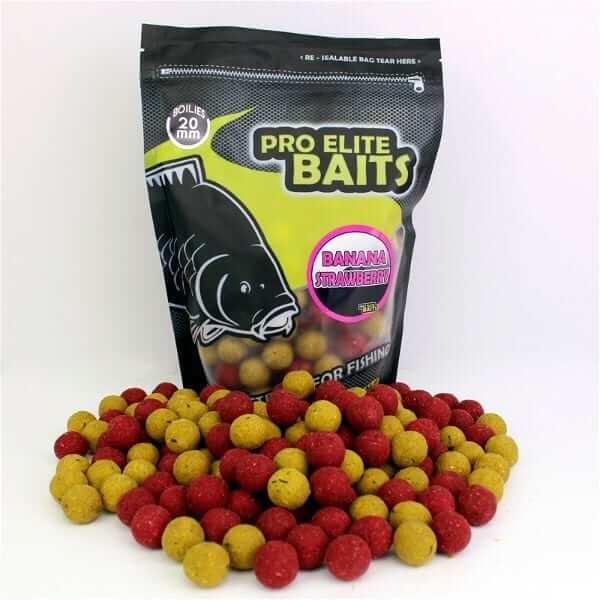 Boilies Pro Elite Baits Banana Strawberry 20mm - Tienda Carpfishing