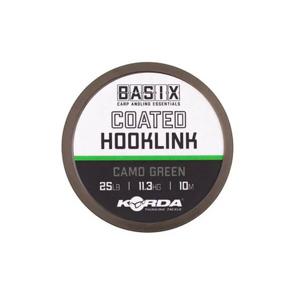 Trenzado Korda Basix Coated Camo Verde 10 m - Tienda Carpfishing